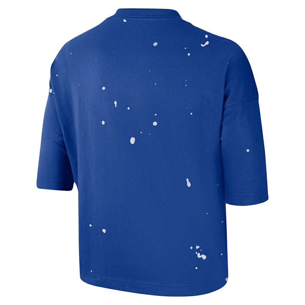 Philadelphia 76ers Women's Courtside Splatter Cropped T-Shirt Royal