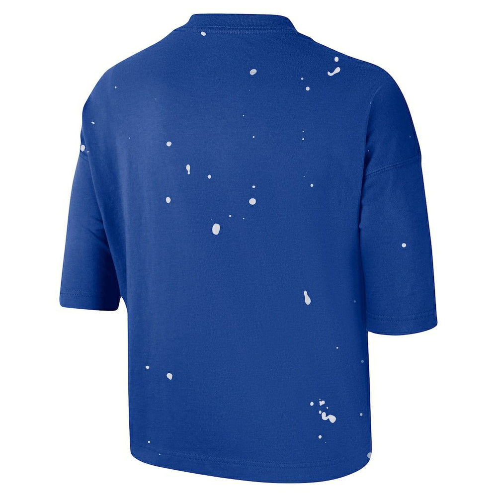 Philadelphia 76ers Women's Courtside Splatter Cropped T-Shirt Royal
