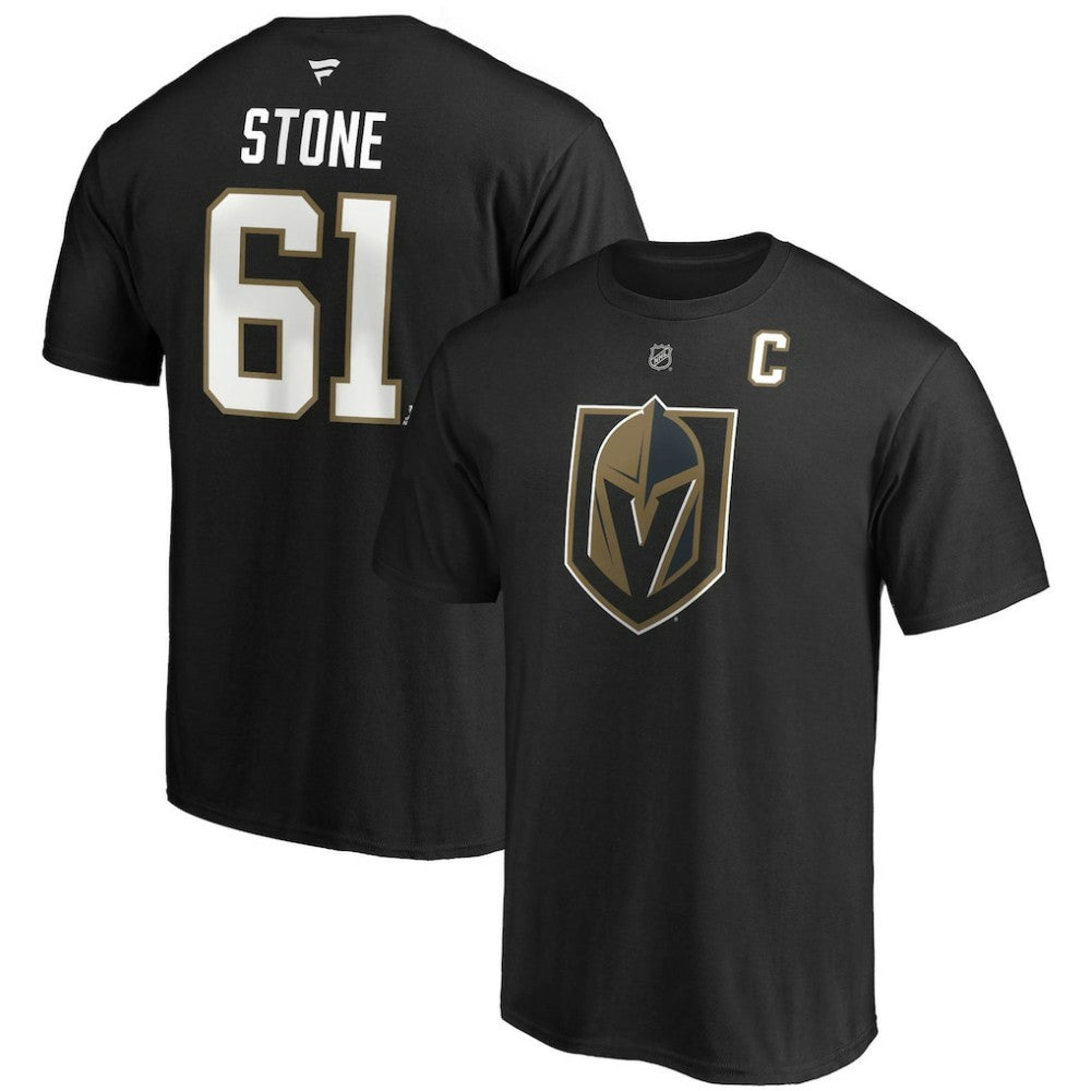 NHL Mark Stone Vegas Golden Knights Fanatics Authentic Stack Player Name & Number Captain Patch T-Shirt - Black