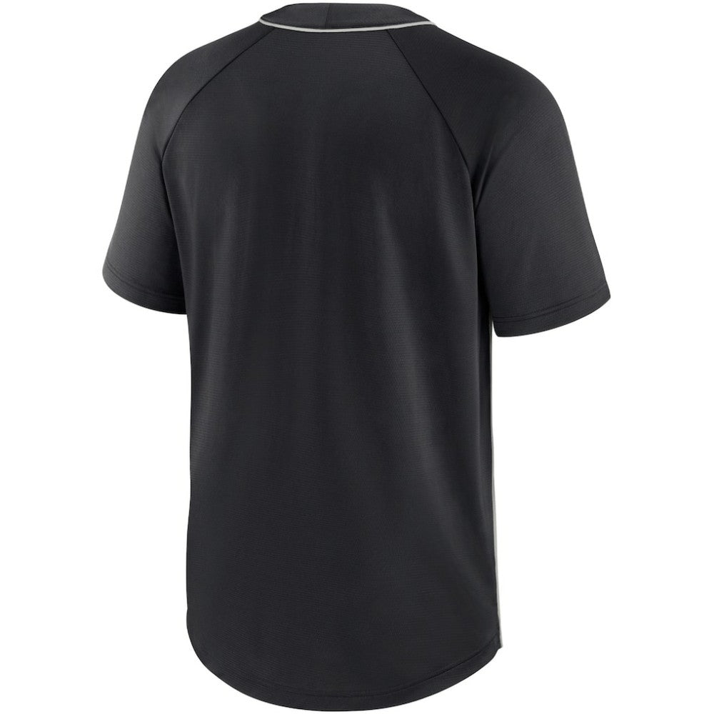 Chicago White Sox Nike City Plate Performance Henley Raglan T-Shirt - Black/Silver T-shirts