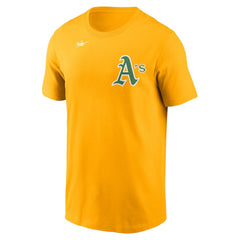 Athletics Nike Cooperstown Collection Wordmark T-Shirt - Gold T-shirts