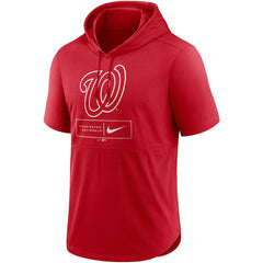 Washington Nationals Nike Lockup Performance Short Sleeve Lightweight Hooded Top - Red Tops