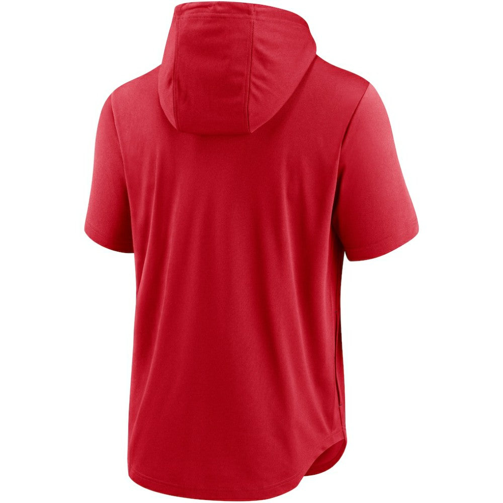 Washington Nationals Nike Lockup Performance Short Sleeve Lightweight Hooded Top - Red Tops