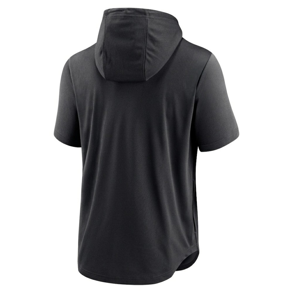 Colorado Rockies Nike Lockup Performance Short Sleeve Lightweight Hooded Top - Black Tops