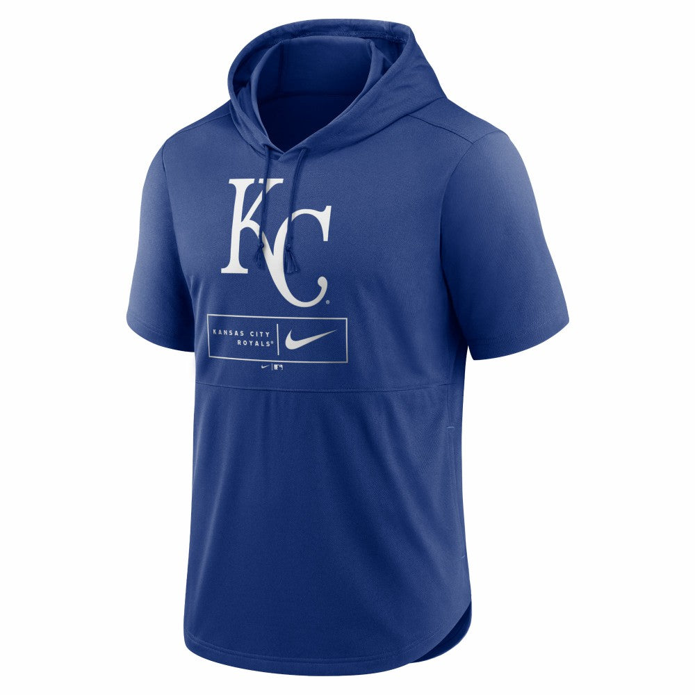 Kansas City Royals Nike Lockup Performance Short Sleeve Lightweight Hooded Top - Royal Tops