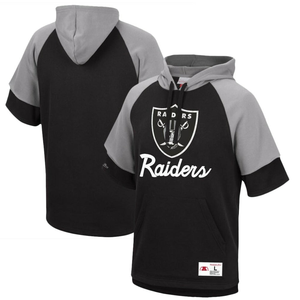Las Vegas Raiders Home Advantage Raglan Short Sleeve Pullover Hoodie Black