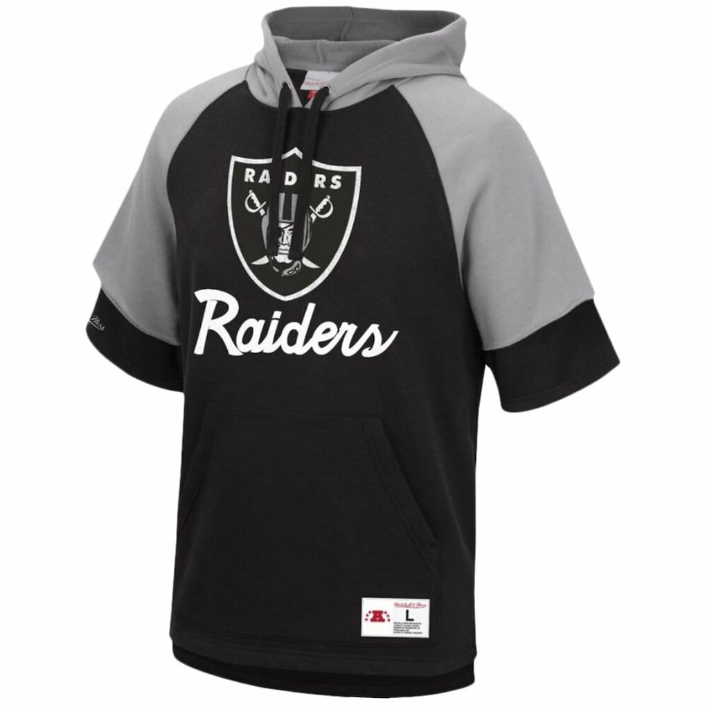 Las Vegas Raiders Home Advantage Raglan Short Sleeve Pullover Hoodie Black