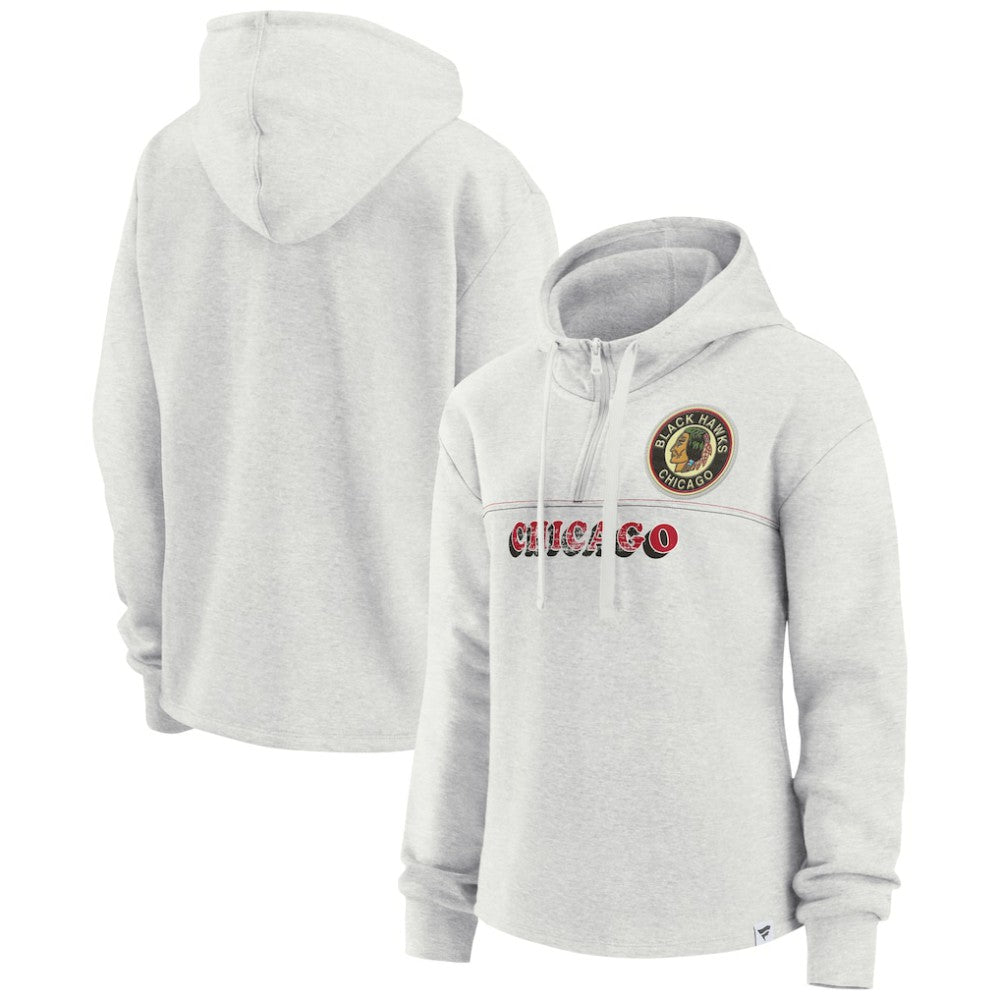 NHL Chicago Blackhawks Fanatics Women's True Classics Legacy Quarter-Zip Hoodie - Ash