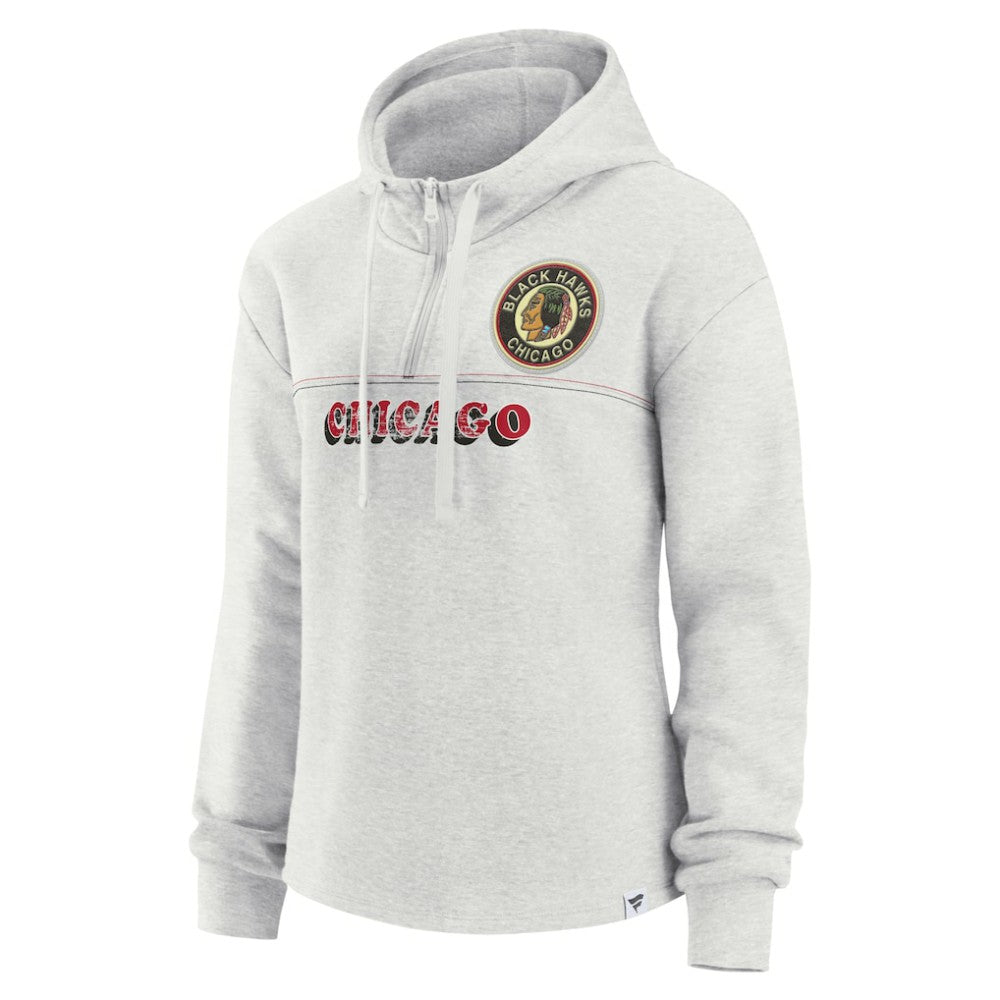 NHL Chicago Blackhawks Fanatics Women's True Classics Legacy Quarter-Zip Hoodie - Ash