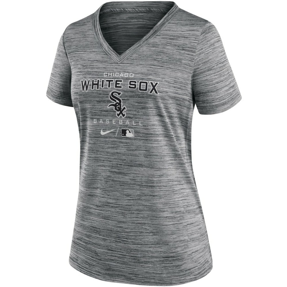 Chicago White Sox Nike Women's Authentic Collection Velocity Performance V-Neck T-Shirt - Anthracite T-shirts
