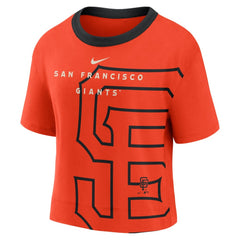 San Francisco Giants Nike Women's Team First High Hip Boxy T-Shirt - Orange/Black T-shirts