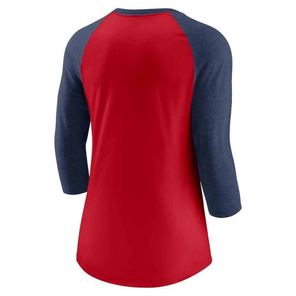 Washington Nationals Nike Women's Modern Baseball Arch Tri-Blend Raglan 3/4-Sleeve T-Shirt - Red/Navy T-shirts