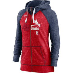 St. Louis Cardinals Nike Women's Split Wordmark Gym Vintage Raglan Lightweight Full-Zip Hoodie - Heather Red/Heather Navy Hoodies