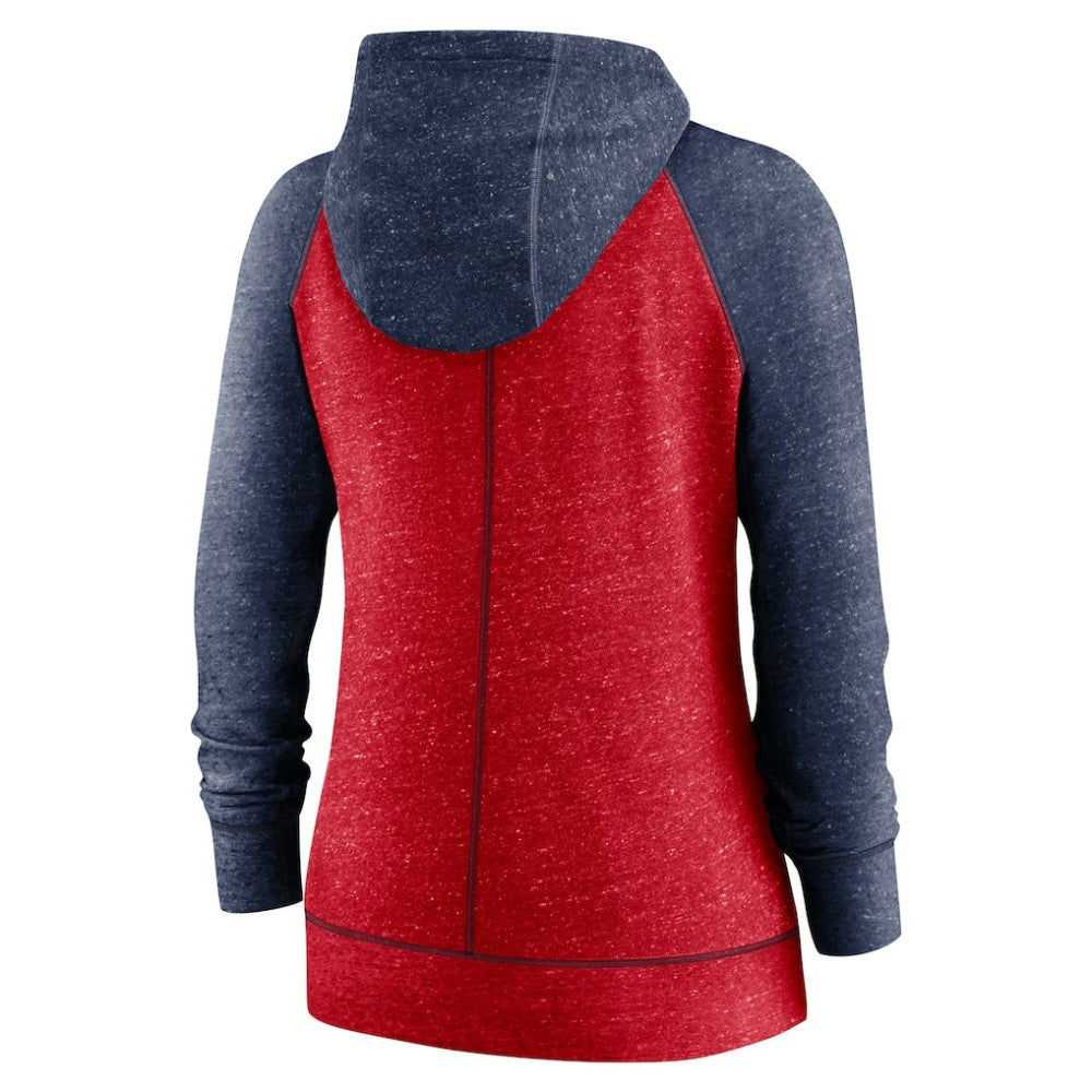 Washington Nationals Nike Women's Split Wordmark Gym Vintage Raglan Lightweight Full-Zip Hoodie - Heather Red/Heather Navy Hoodies