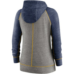 Milwaukee Brewers Nike Women's Split Wordmark Gym Vintage Raglan Lightweight Full-Zip Hoodie - Heather Charcoal/Heather Navy Hoodies