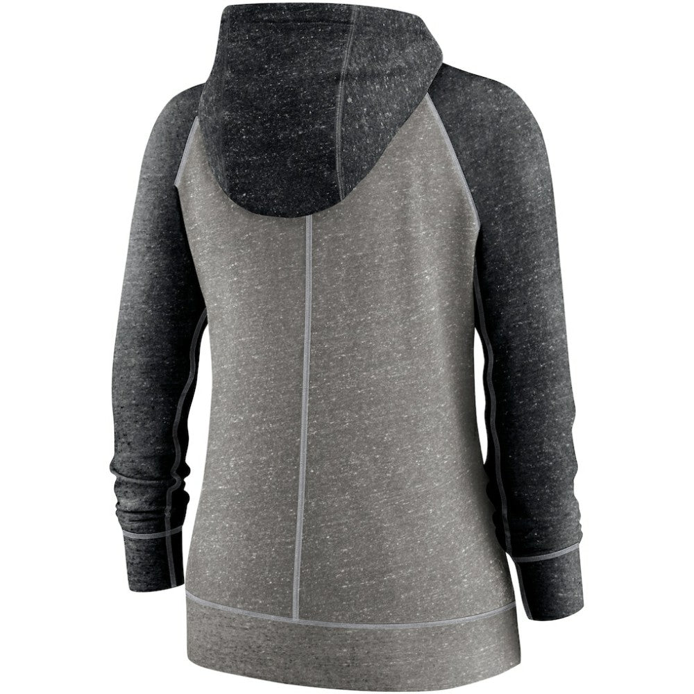 Chicago White Sox Nike Women's Split Wordmark Gym Vintage Raglan Lightweight Full-Zip Hoodie - Heather Charcoal/Heather Black Hoodies