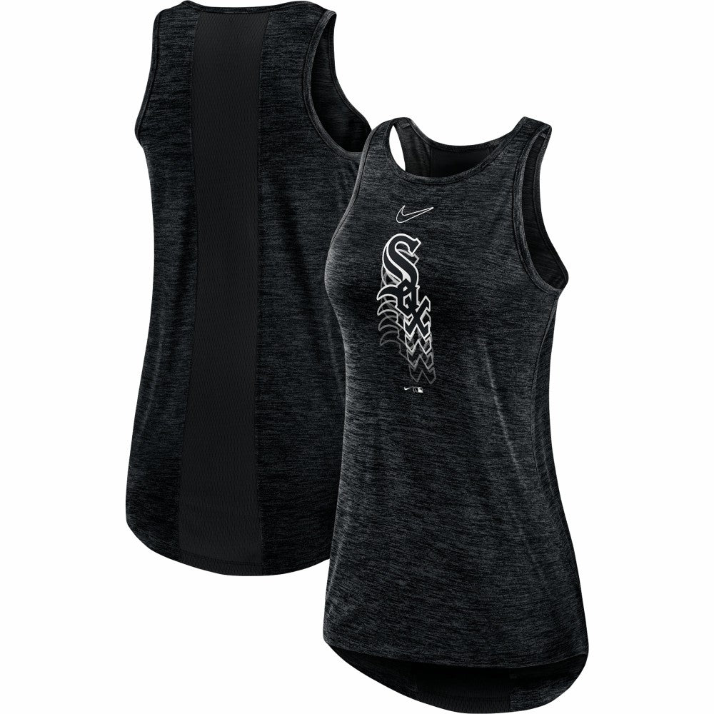 Chicago White Sox Nike Women's Logo Fade High Neck Performance Tank Top - Black Tanks