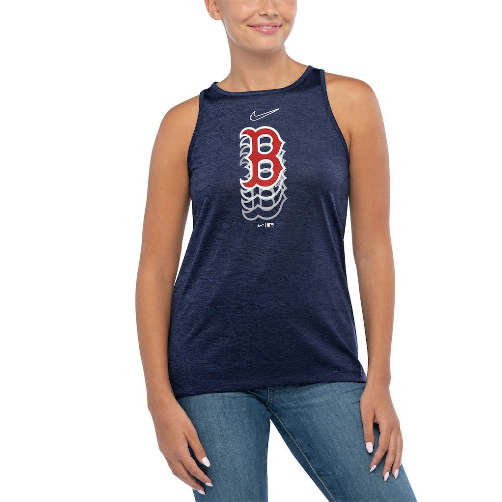 Boston Red Sox Nike Women's Logo Fade High Neck Performance Tank Top - Navy Tanks