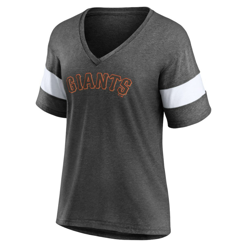 San Francisco Giants Fanatics Women's Wordmark V-Neck Tri-Blend T-Shirt - Heathered Charcoal T-shirts