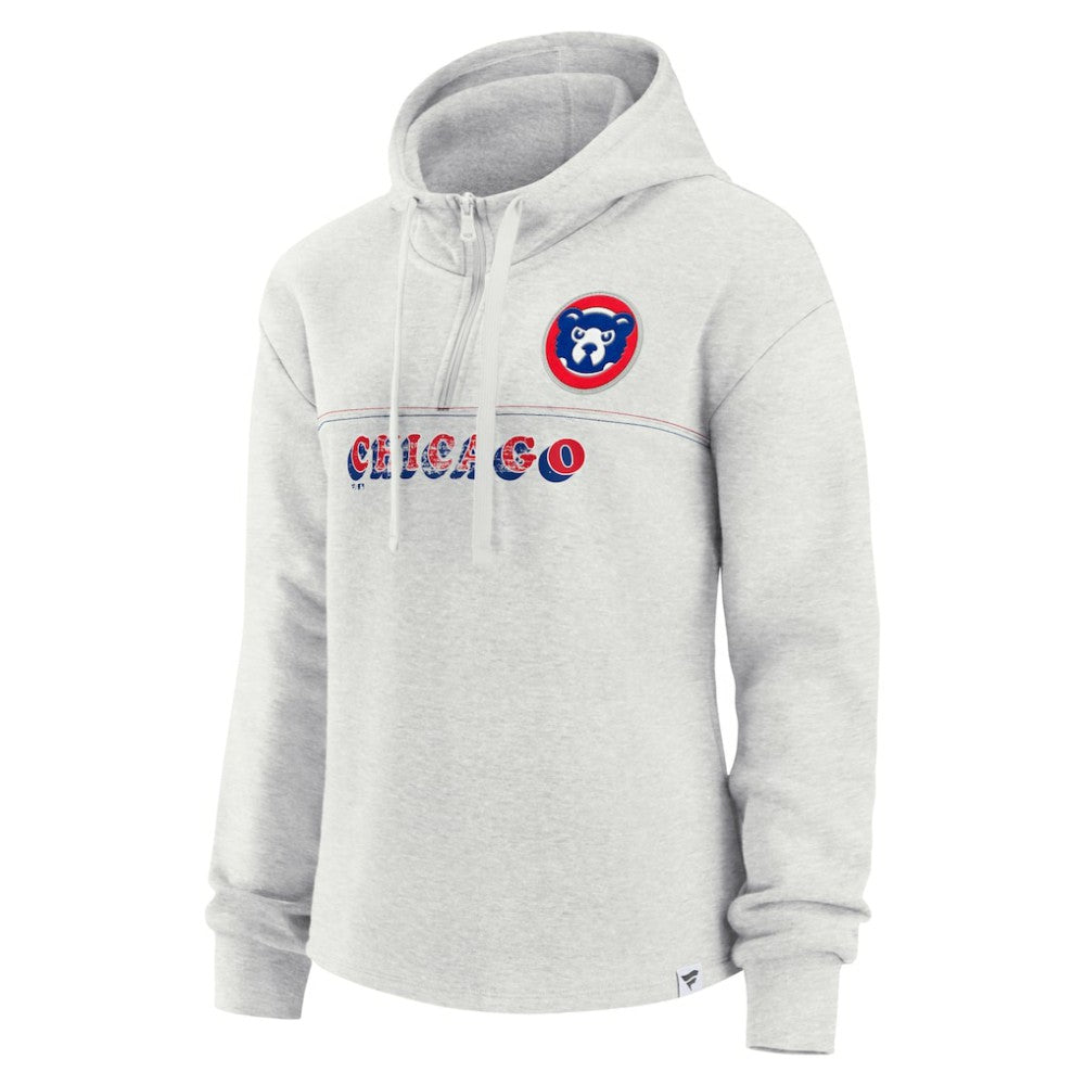 Chicago Cubs Fanatics Women's True Classics Legacy Quarter-Zip Hoodie - Oatmeal Hoodies