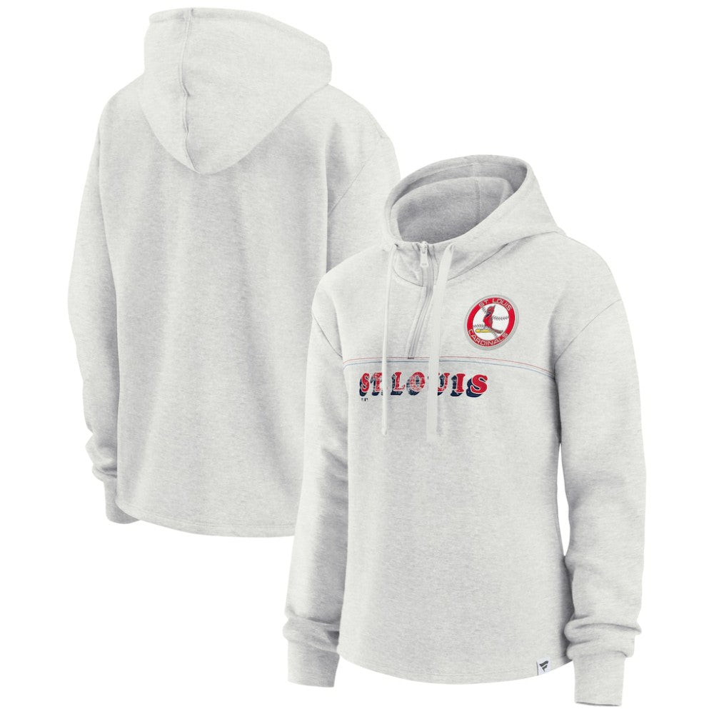 St. Louis Cardinals Fanatics Women's True Classics Legacy Quarter-Zip Hoodie - Oatmeal Hoodies
