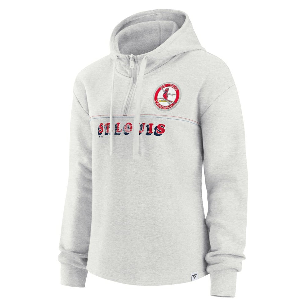 St. Louis Cardinals Fanatics Women's True Classics Legacy Quarter-Zip Hoodie - Oatmeal Hoodies