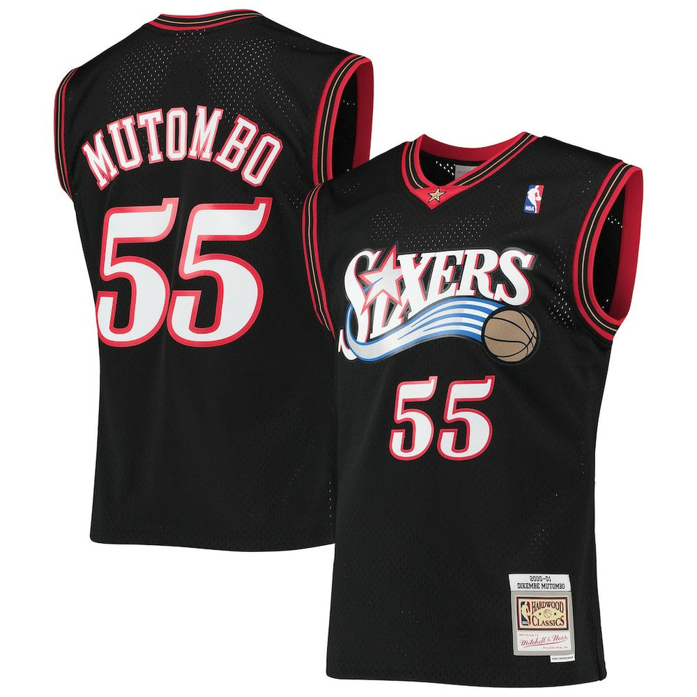 Dikembe Mutombo Philadelphia 76ers Hardwood Classics Swingman Jersey Black