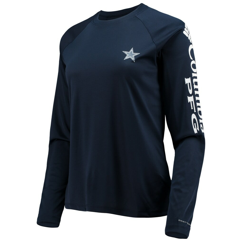 Dallas Cowboys Women's Tidal Omni-Shade Raglan Long Sleeve T-Shirt Navy/White