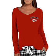 Kansas City Chiefs Concepts Sport Women's Marathon Knit Long Sleeve Lightweight V-Neck Lounge Top Red