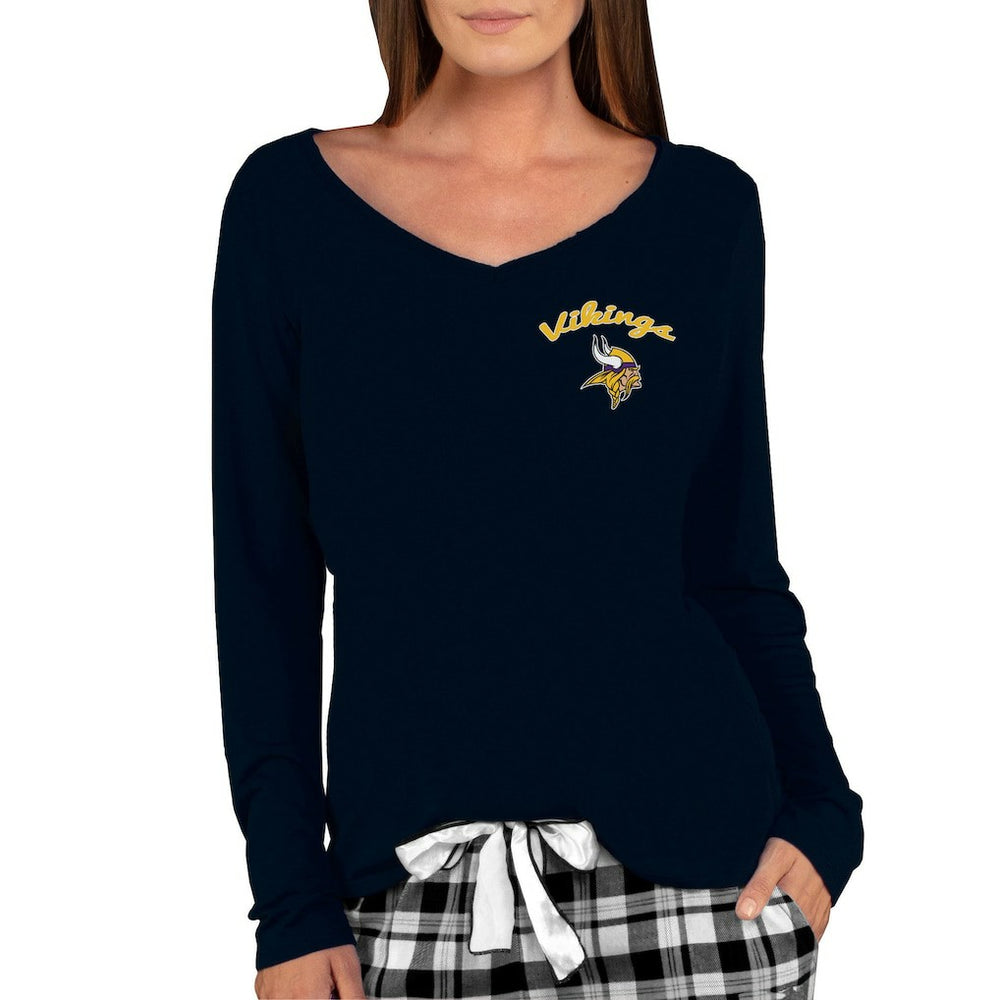Minnesota Vikings Concepts Sport Women's Marathon Knit Long Sleeve Lightweight V-Neck Lounge Top Black