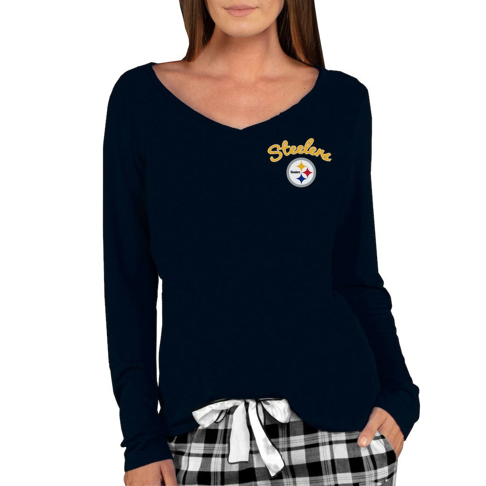 Pittsburgh Steelers Concepts Sport Women's Marathon Knit Long Sleeve Lightweight V-Neck Lounge Top Black