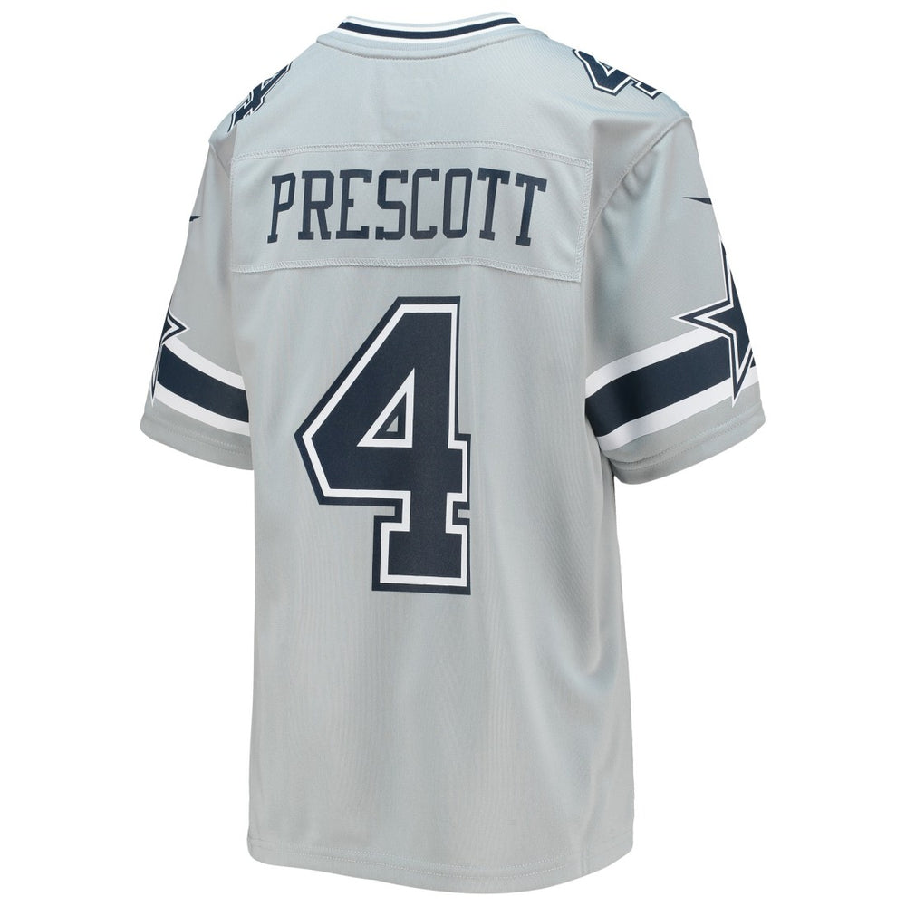 Dak Prescott Dallas Cowboys Youth Inverted Team Game Jersey Silver