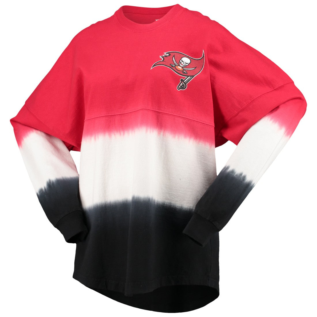 Tampa Bay Buccaneers Women's Ombre Long Sleeve T-Shirt Red/Black