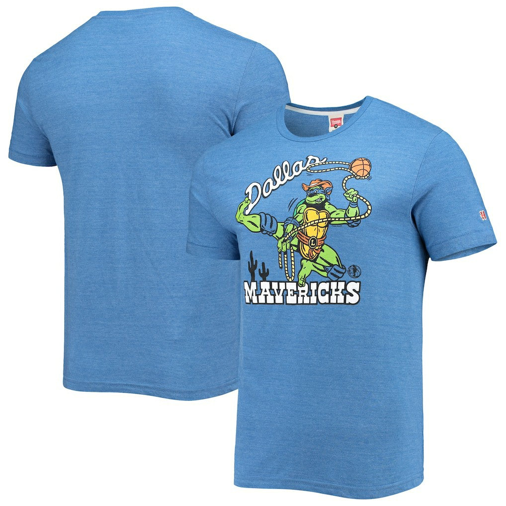 Dallas Mavericks Homage NBA x Teenage Mutant Ninja Turtles Tri-Blend T-Shirt Royal