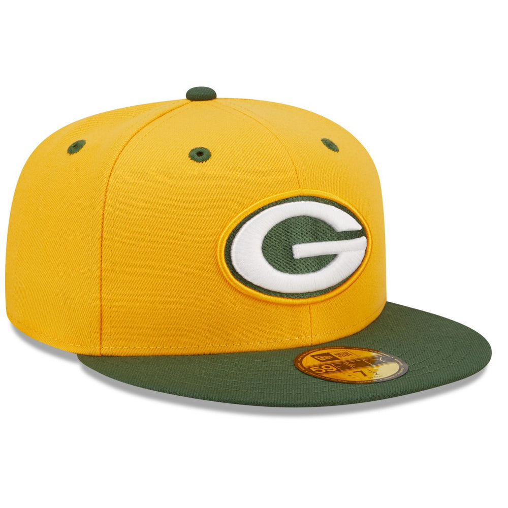 Green Bay Packers New Era Flipside 2Tone 59FIFTY Fitted Hat Gold/Green