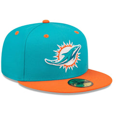 Miami Dolphins New Era Flipside 2Tone 59FIFTY Fitted Hat Aqua/Orange