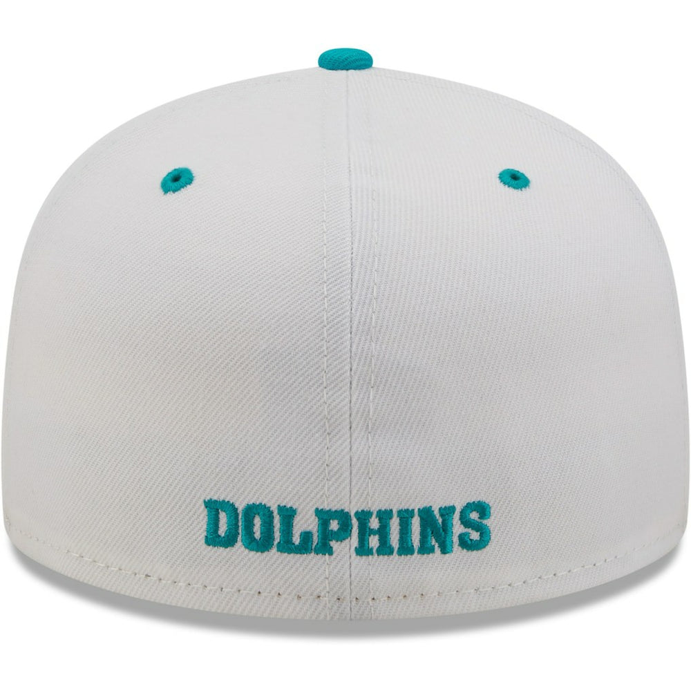 Miami Dolphins New Era Flipside 2Tone 59FIFTY Fitted Hat White/Aqua