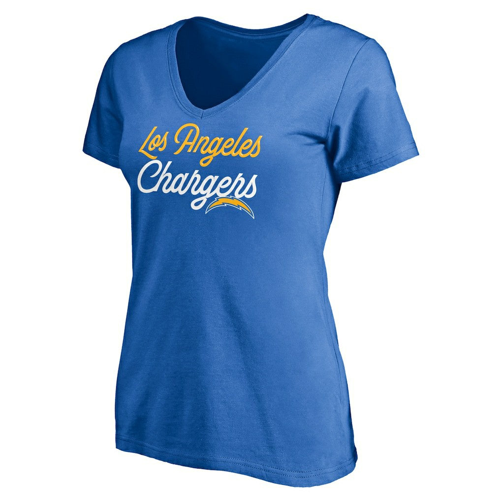 Los Angeles Chargers Women's Long Stride V-Neck T-Shirt Powder Blue