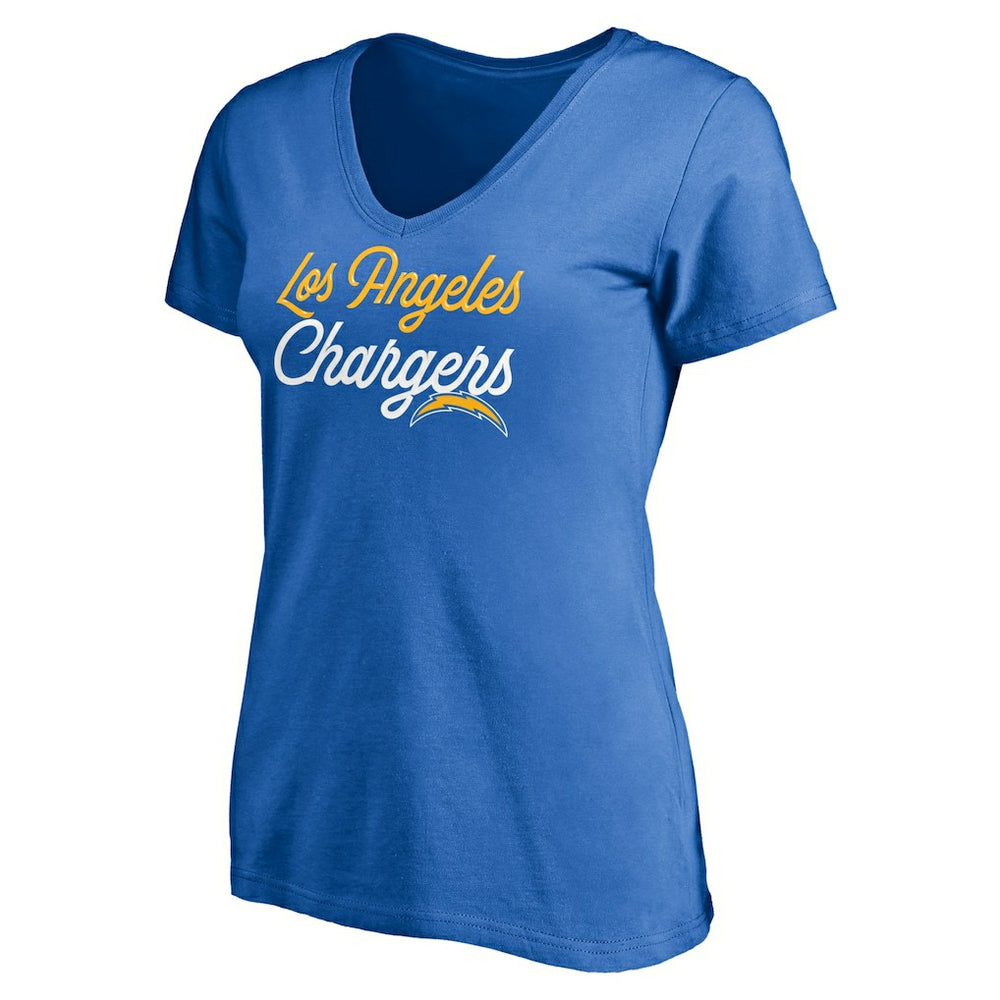 Los Angeles Chargers Women's Long Stride V-Neck T-Shirt Powder Blue