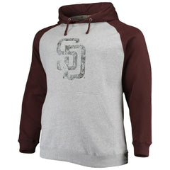 San Diego Padres Fanatics Big & Tall Raglan Pullover Hoodie - Heathered Gray/Brown Hoodies