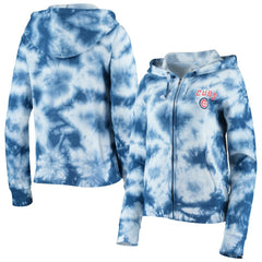 Chicago Cubs New Era Women's Tie-Dye Fleece Full-Zip Hoodie - Royal Hoodies