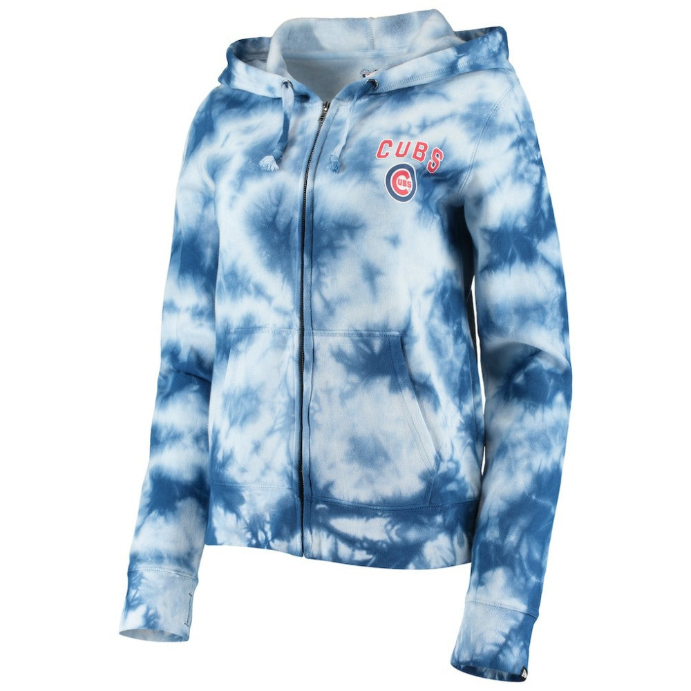 Chicago Cubs New Era Women's Tie-Dye Fleece Full-Zip Hoodie - Royal Hoodies