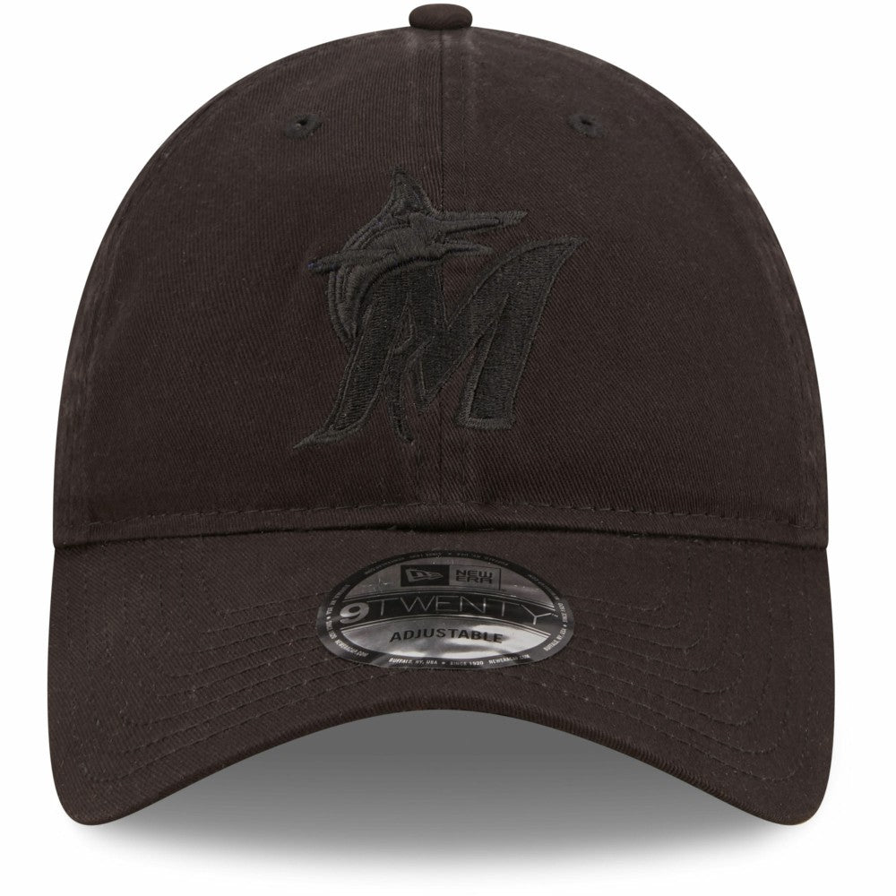 Miami Marlins New Era Black On Black Core Classic 2.0 9TWENTY Adjustable Hat Hats