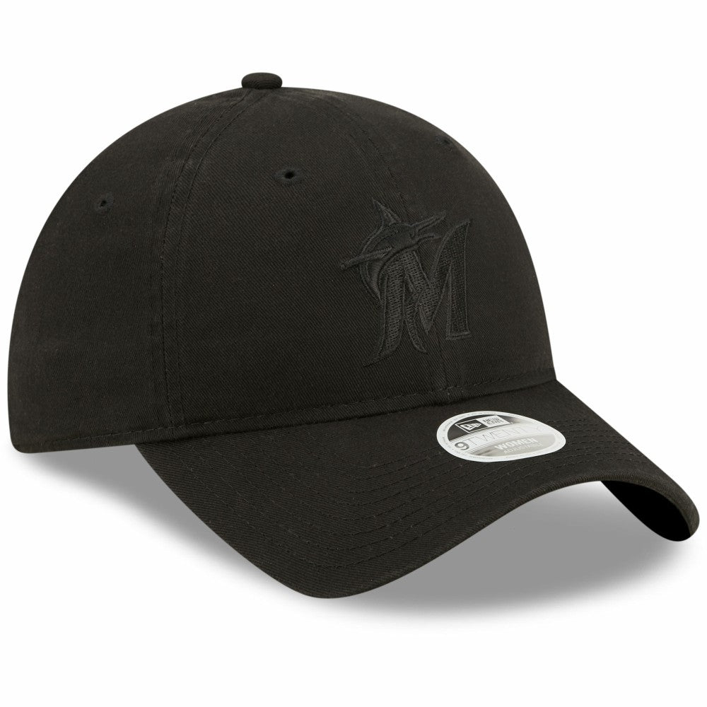Miami Marlins New Era Women's Black on Black Core Classic II 9TWENTY Adjustable Hat Hats