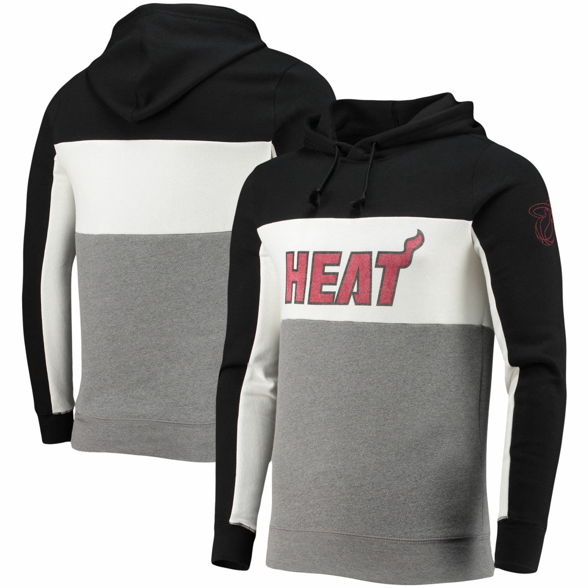 Miami Heat Junk Food Wordmark Colorblock Fleece Pullover Hoodie Black/White