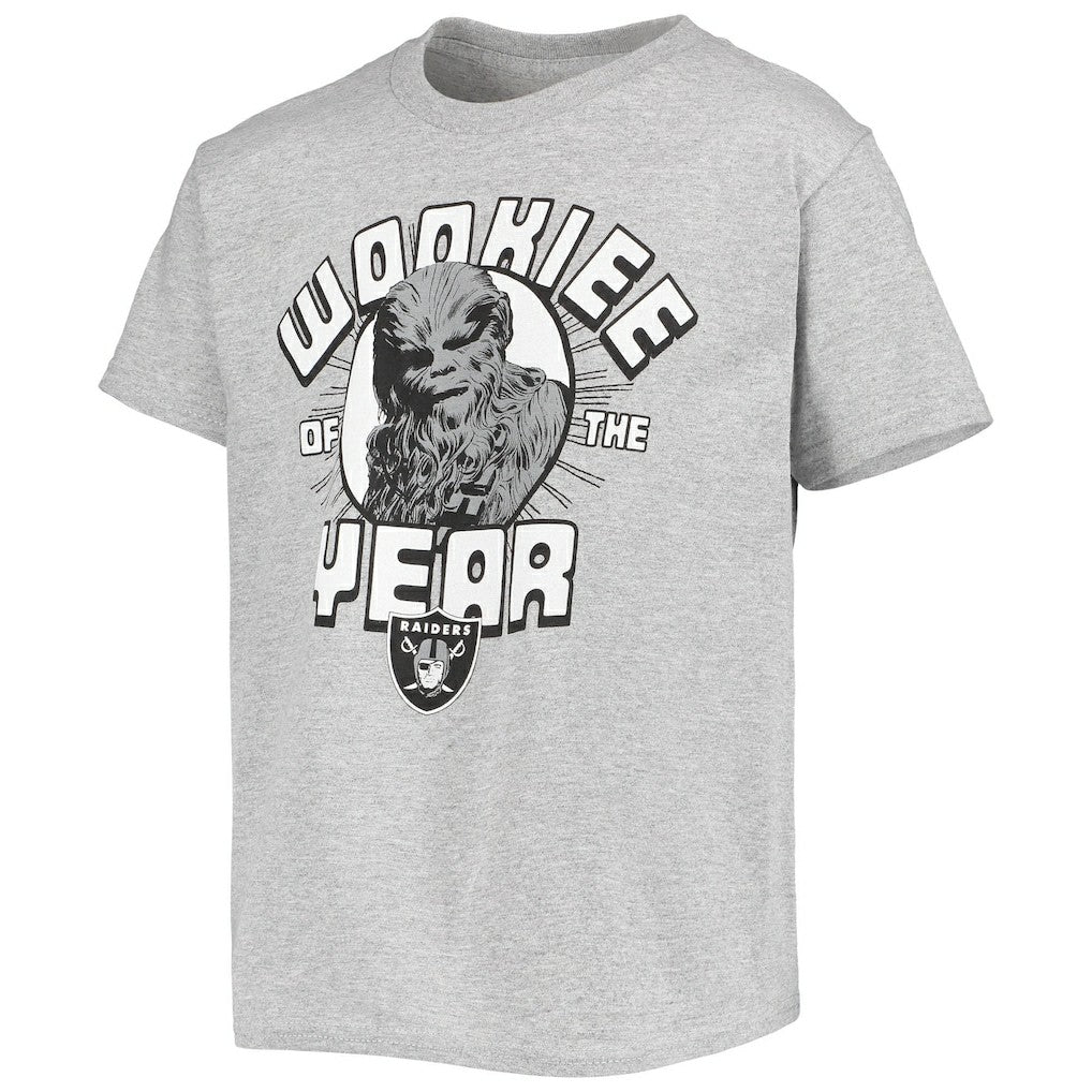 Las Vegas Raiders Junk Food Youth Star Wars Wookie Of The Year T-Shirt Heathered Gray
