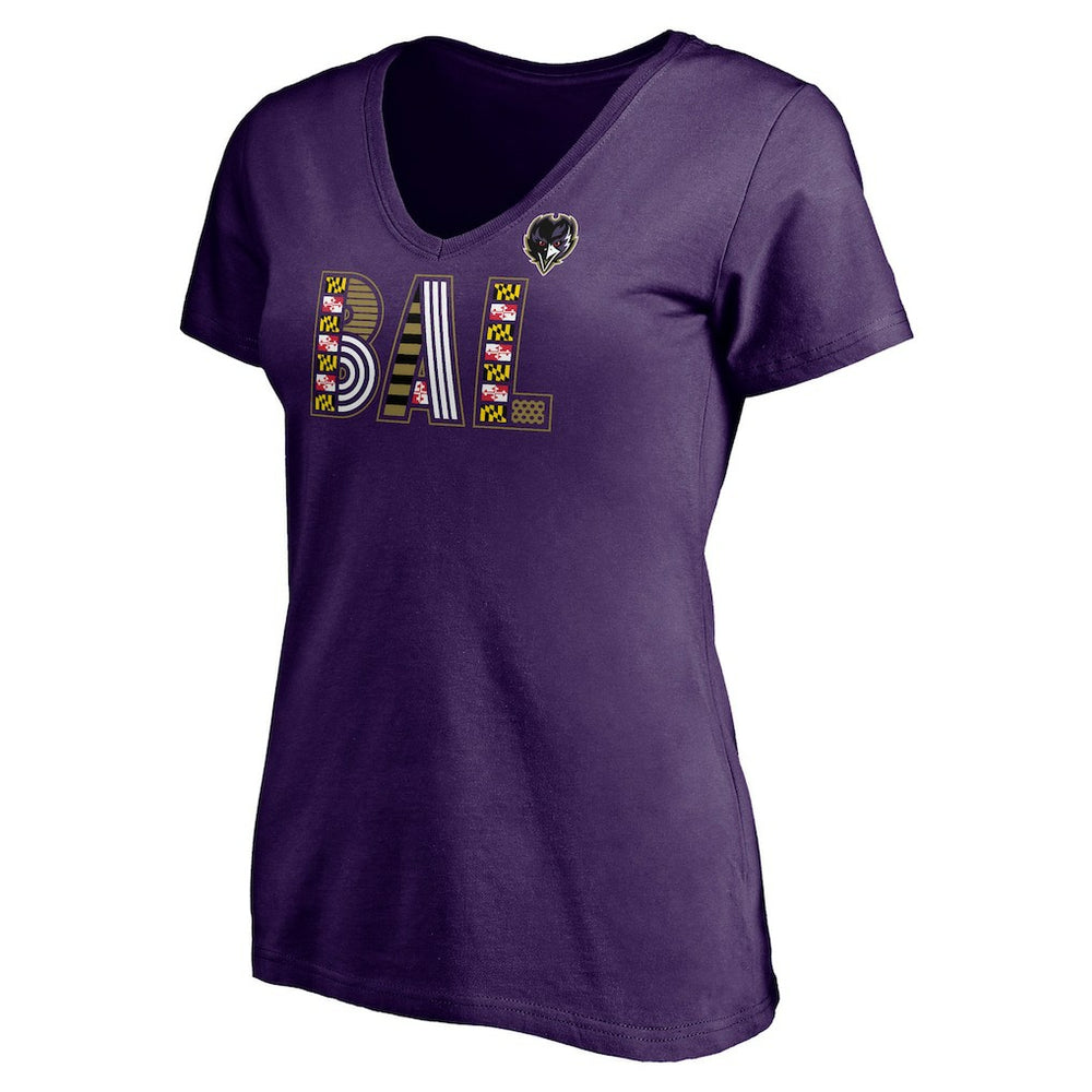 Baltimore Ravens Women's Hometown Collection Wildcat V-Neck T-Shirt Purple