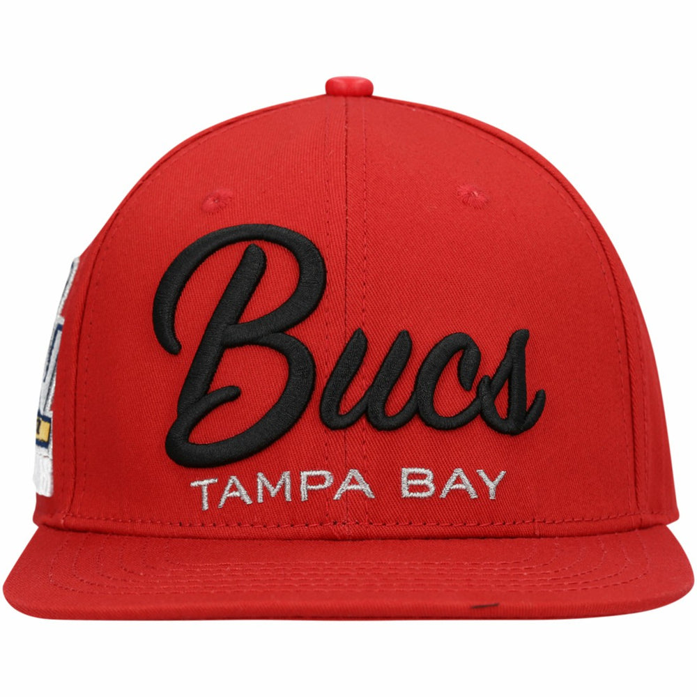 Tampa Bay Buccaneers Pro Standard LV Super Bowl Champions Script Wordmark Snapback Hat Red