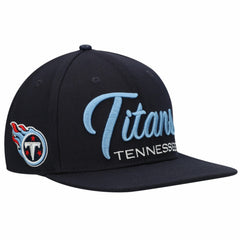 Tennessee Titans Pro Standard Script Wordmark Snapback Hat Navy