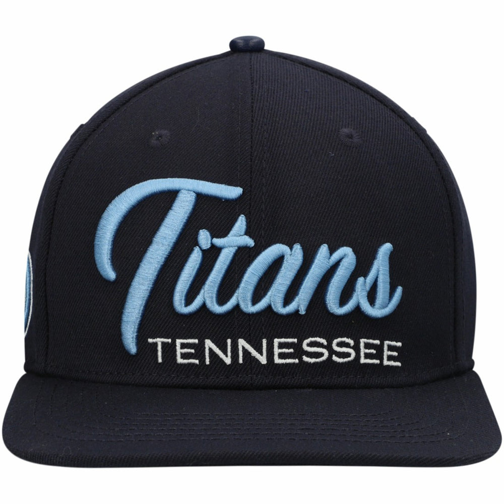 Tennessee Titans Pro Standard Script Wordmark Snapback Hat Navy